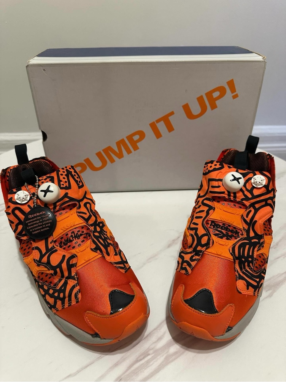 Reebok  Orange & Black Pump Sneakers